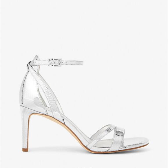 Michael Kors Kimberly Metallic Snake Embossed Leather Sandal size 8 NEW - Picture 2 of 3